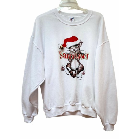 2004 Earth Sun Moon Tom Griffin Santa Claws Cat Christmas Sweatshirt Crewneck - Picture 1 of 7